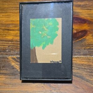 Framed Tree Painting on Brown Card